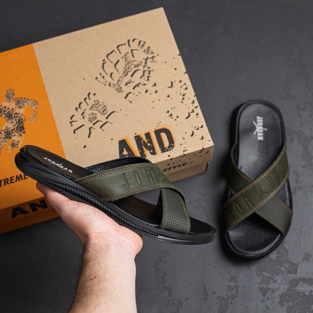 Мужские кожаные  летние шлепанцы-сланцы Jordan Київ - зображення 7