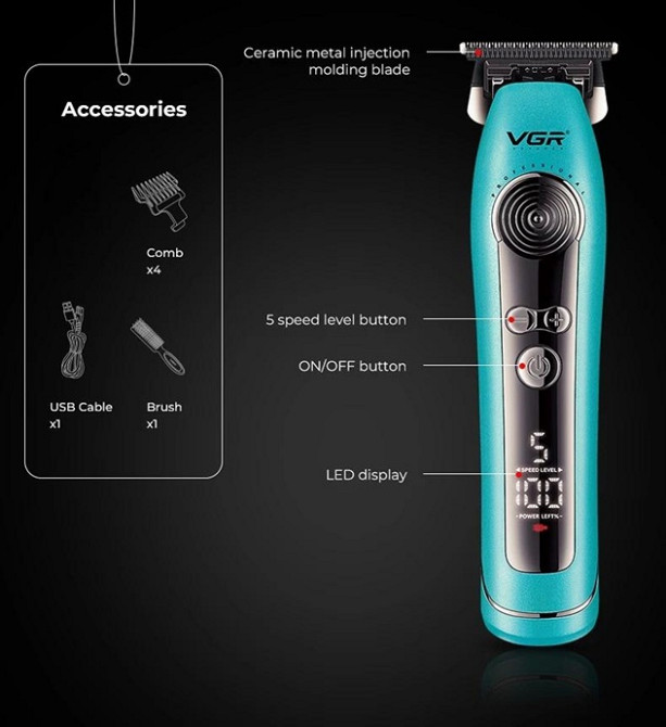 Триммер VGR V-299 BLACK 10 Вт черный Киев - изображение 3