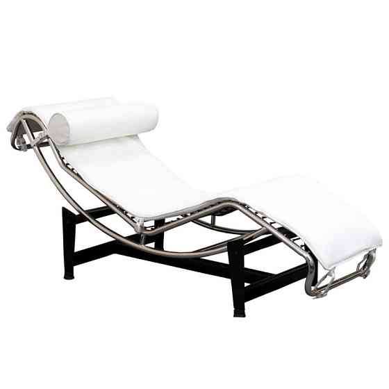 Шезлонг Лекор шкірозамінник, нержавіюча сталь, білий Дніпро