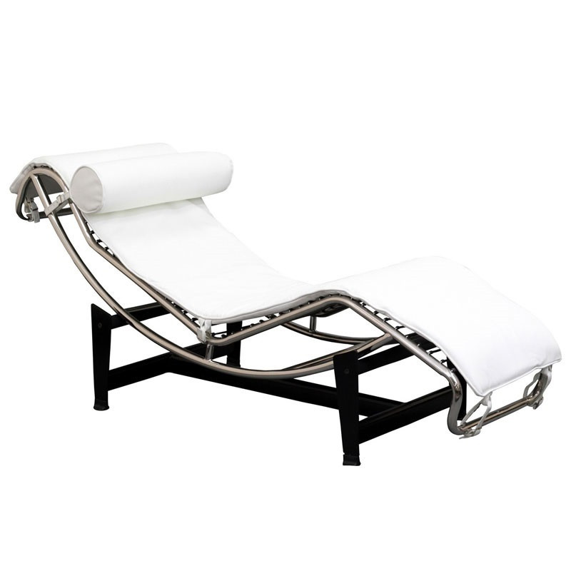 Шезлонг Лекор шкірозамінник, нержавіюча сталь, білий Дніпро - зображення 1