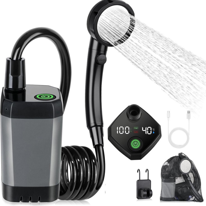 Портативный душ Spopal Pro Water Temp and Battery Level Indicator 6000mAh + bucket 20L (USB-C) Херсон - изображение 1
