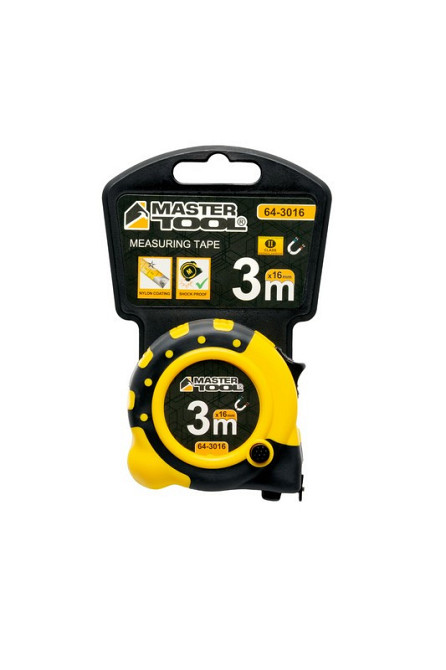 Рулетка MASTERTOOL 3 м х 16 мм с магнитами 2 фиксатора кнопка STOP покрытие TPR нейлоновое покрытие  Харьков - изображение 8