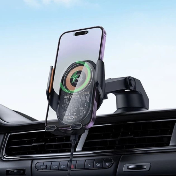 Автомобільний тримач Hoco HW34 wireless fast charging Black Харьков - изображение 3