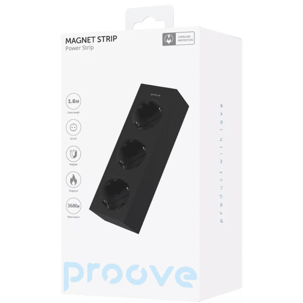 Фільтр живлення Proove Magnet Strip (3xAC) 1.6m Black (PSMS25000001) Харків - зображення 6