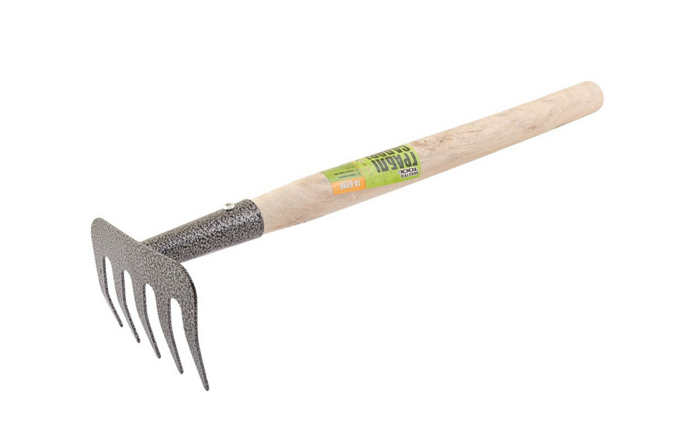 Грабли садовые MASTERTOOL 5 зубьев 375х95 мм с удлиненной деревянной ручкой 14-6196 Харків - зображення 1