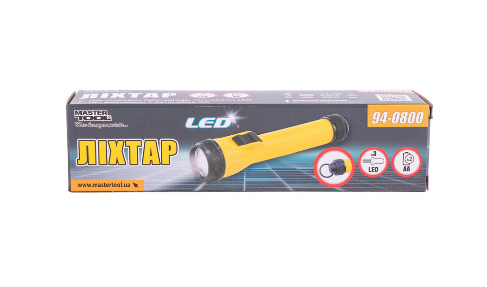 Фонарь MASTERTOOL 154х35 мм 3xLED 2xAA 94-0800 Харків - зображення 5
