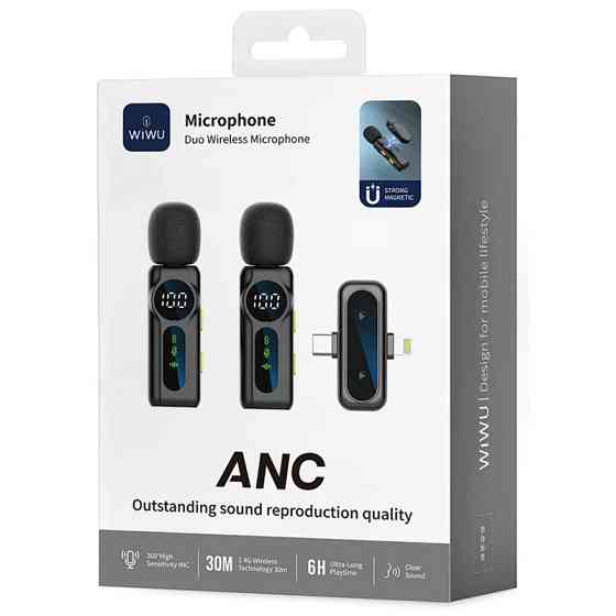 Петличный беспроводной микрофон WIWU WM007 Dual-mic (Lightning/Type-C) Херсон