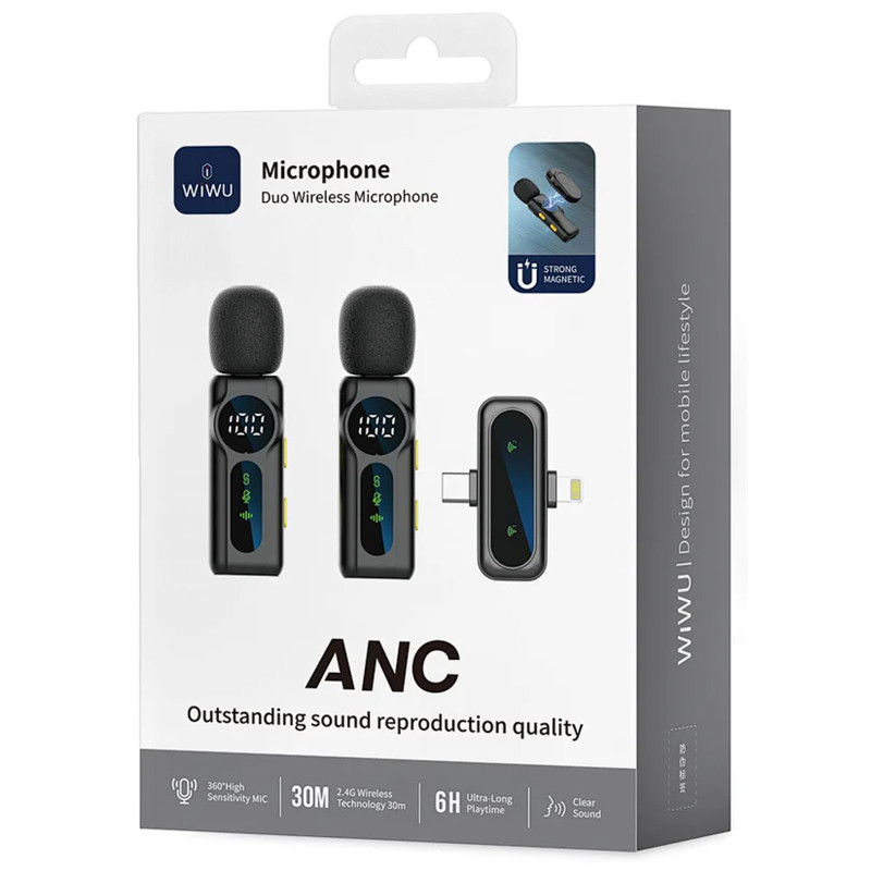 Петличный беспроводной микрофон WIWU WM007 Dual-mic (Lightning/Type-C) Херсон - изображение 2