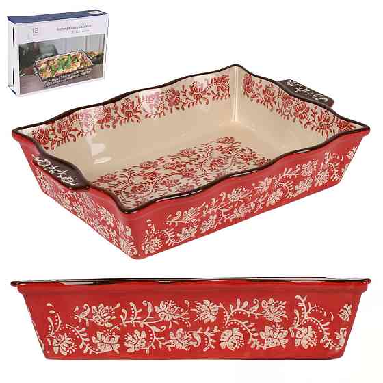 Керамическая форма для запекания Ornament 27*19*6см красная Одесса