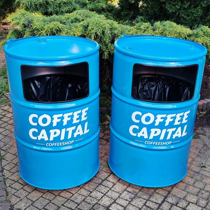 Урна 200 л з металевої бочки з вашим логотипом| урна для фудкорту, кафе, кав'ярні Київ - зображення 1