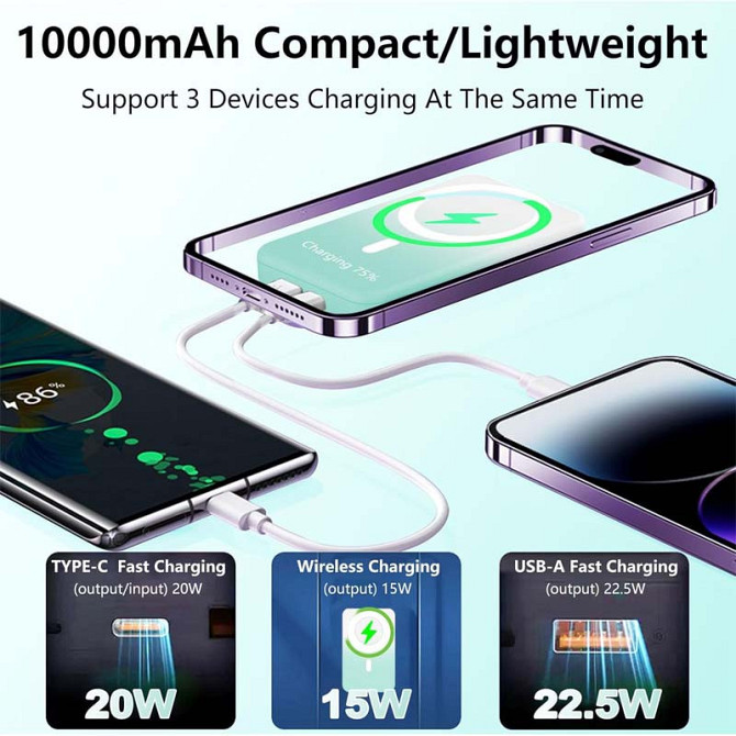 Портативное ЗУ Power Bank JJT-A27-1 Gradient PD20W+QC 22.5W с БЗУ 10000 mAh Херсон - изображение 5