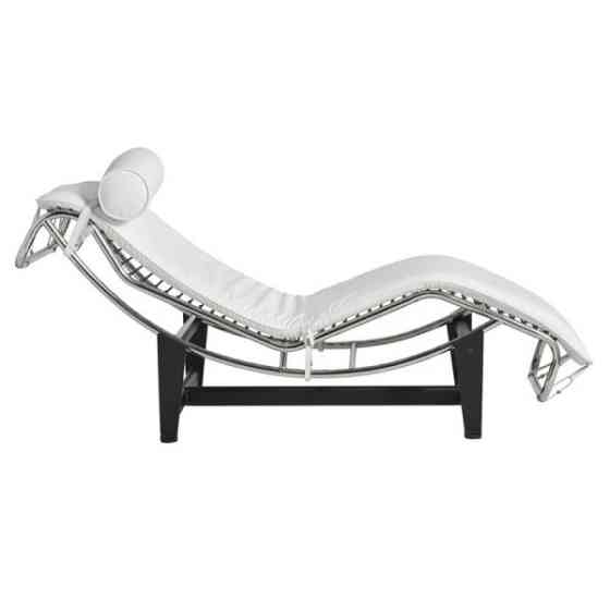 Шезлонг Лекор нержавіюча сталь, білий або чорний шкірозамінник Дніпро