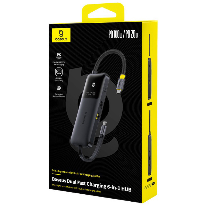 Переходник HUB Baseus OS Dual Fast Charging 6in1 (Type-C to HDMI4K@60Hz+2xUSB-A+3xUSB-C) (B0007090) Херсон - зображення 5