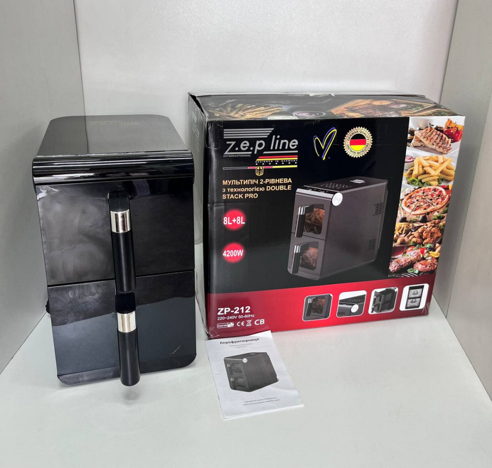 Аэрогриль мультипечь на две чаши Zepline ZP-212 4200 Вт 16 л черная Київ - зображення 4