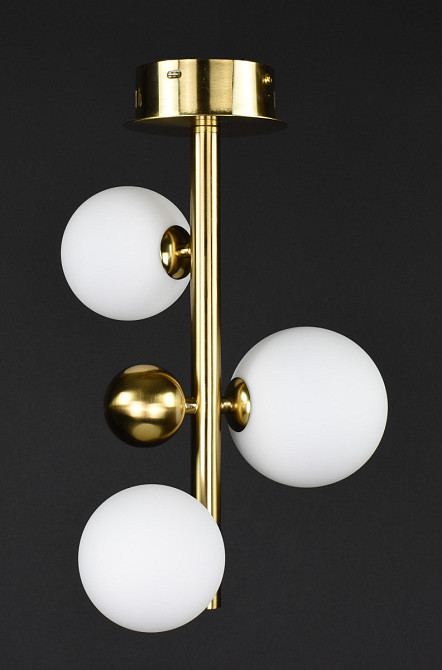 Люстра стельова на 3 лампочки MJ86/3-ab-wh Латунь 39х25х25 см. Киев - изображение 1