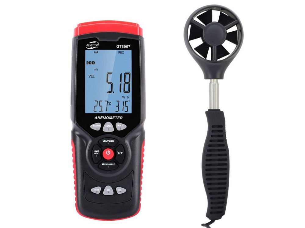 Анемометр профессиональный USB 0,3-45м/с, 0-45°C BENETECH GT8907 Харків - зображення 2