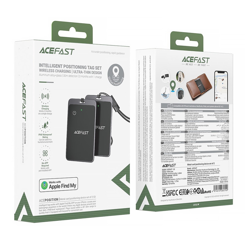 Трекер Acefast S3 Metal Card 100 mAh (2ps) Херсон - зображення 6