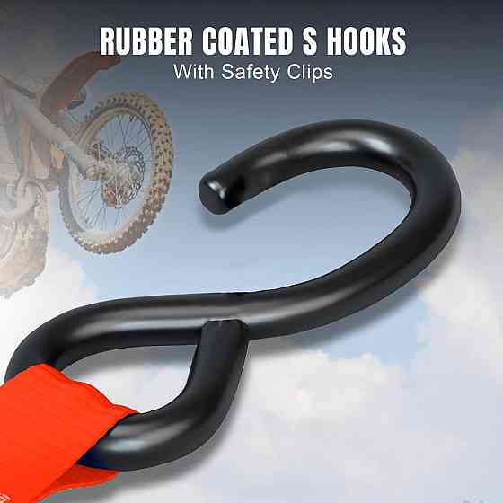 Набор стяжных ремней с храповым механизмом, S-крюками и защитными петлями (Soft Loops) 4 шт., 680 кг Харків