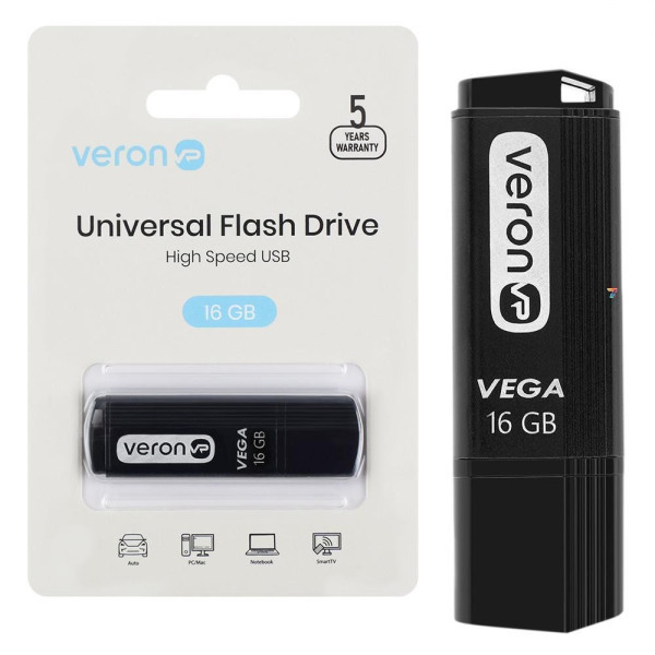 Флеш пам`ять Veron USB 16GB Vega Series 121 Black Харків - зображення 2