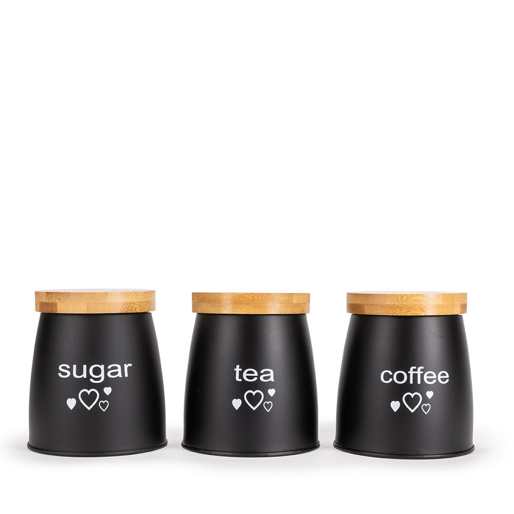 Набор ёмкостей Kamille для чая, кофе и сахара 3 шт. чёрные KM1129 Одеса - зображення 2