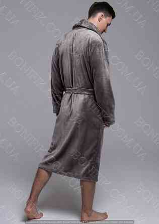 Мужской серый халат велсофт (90054) (арт. 1202) Кривий Ріг