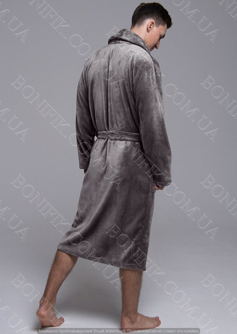 Мужской серый халат велсофт (90054) (арт. 1202) Кривий Ріг - зображення 2