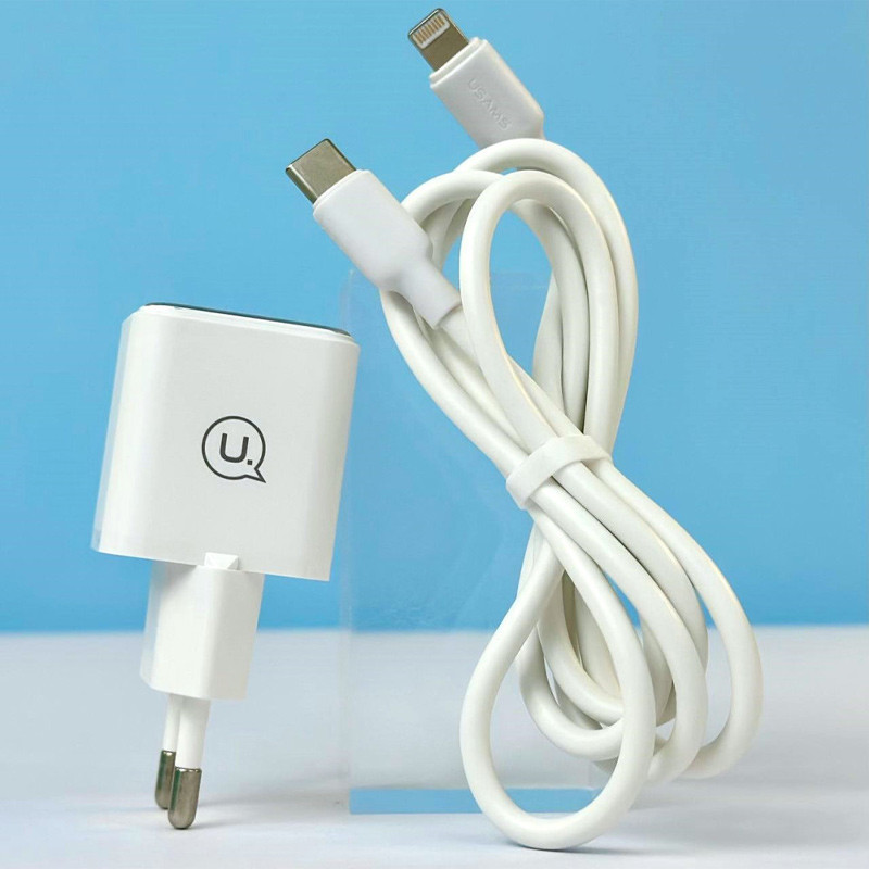 СЗУ Usams US-CC186 PD30W (1USB-C) + кабель Type-C to Lightning Херсон - изображение 4