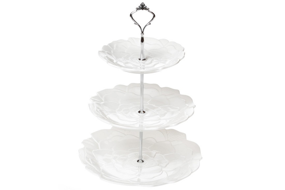 Фруктівниця 3-х ярусна Bona Di Квітка 988-199 33 см біла Київ - зображення 1