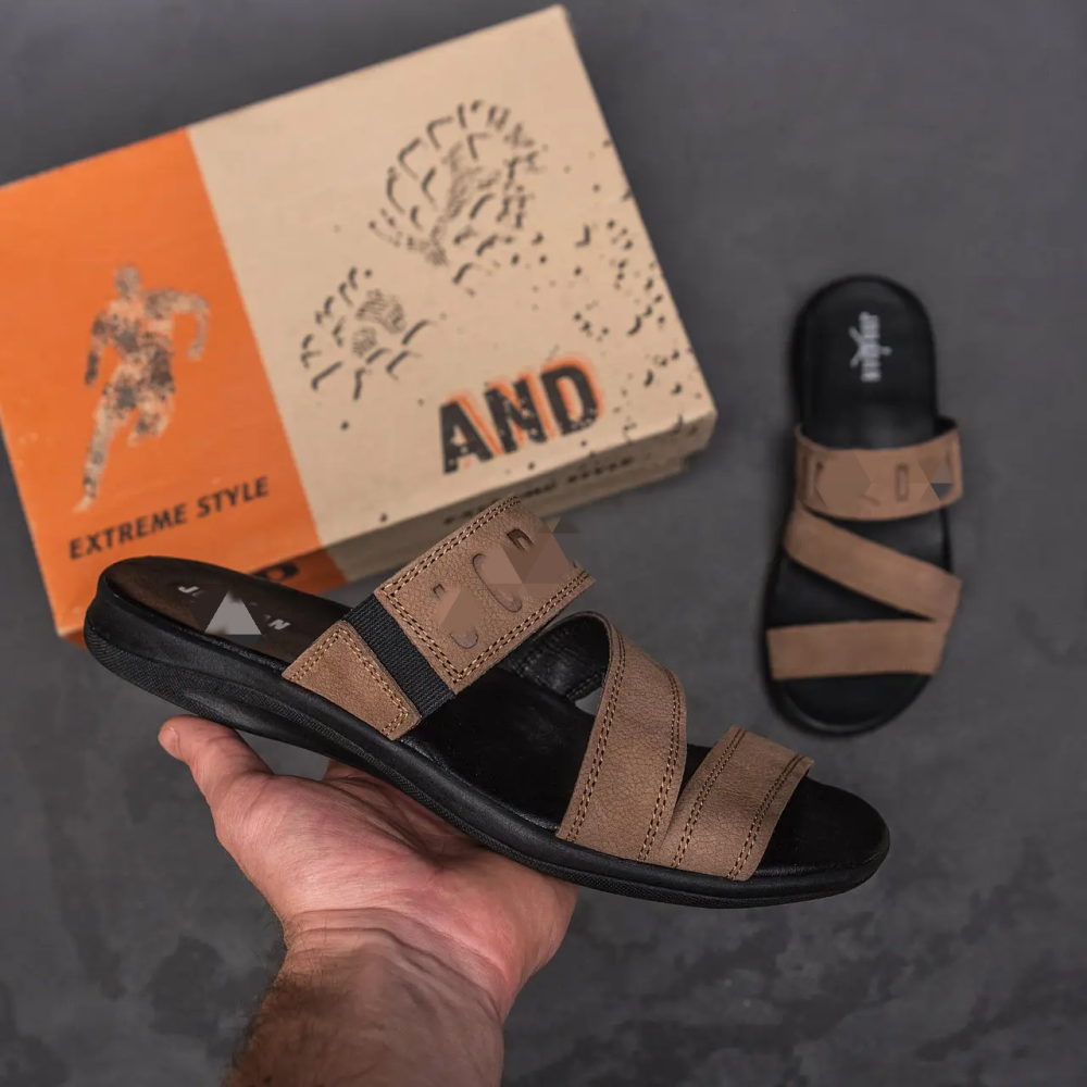 Мужские кожаные  летние шлепанцы-сланцы Olive Київ - зображення 8