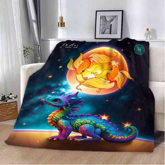 Плед 3D авторський зі знаком зодіаку на 2024 рік Риби 2762_B 12882 135х160 см Київ