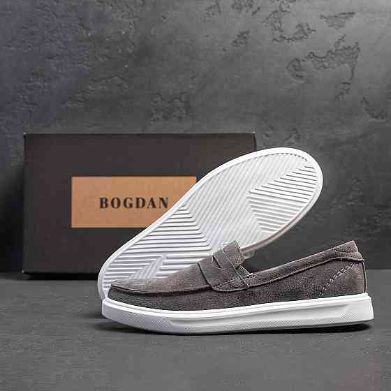 Мужские кожаные лоферы Urban Style Grey Київ