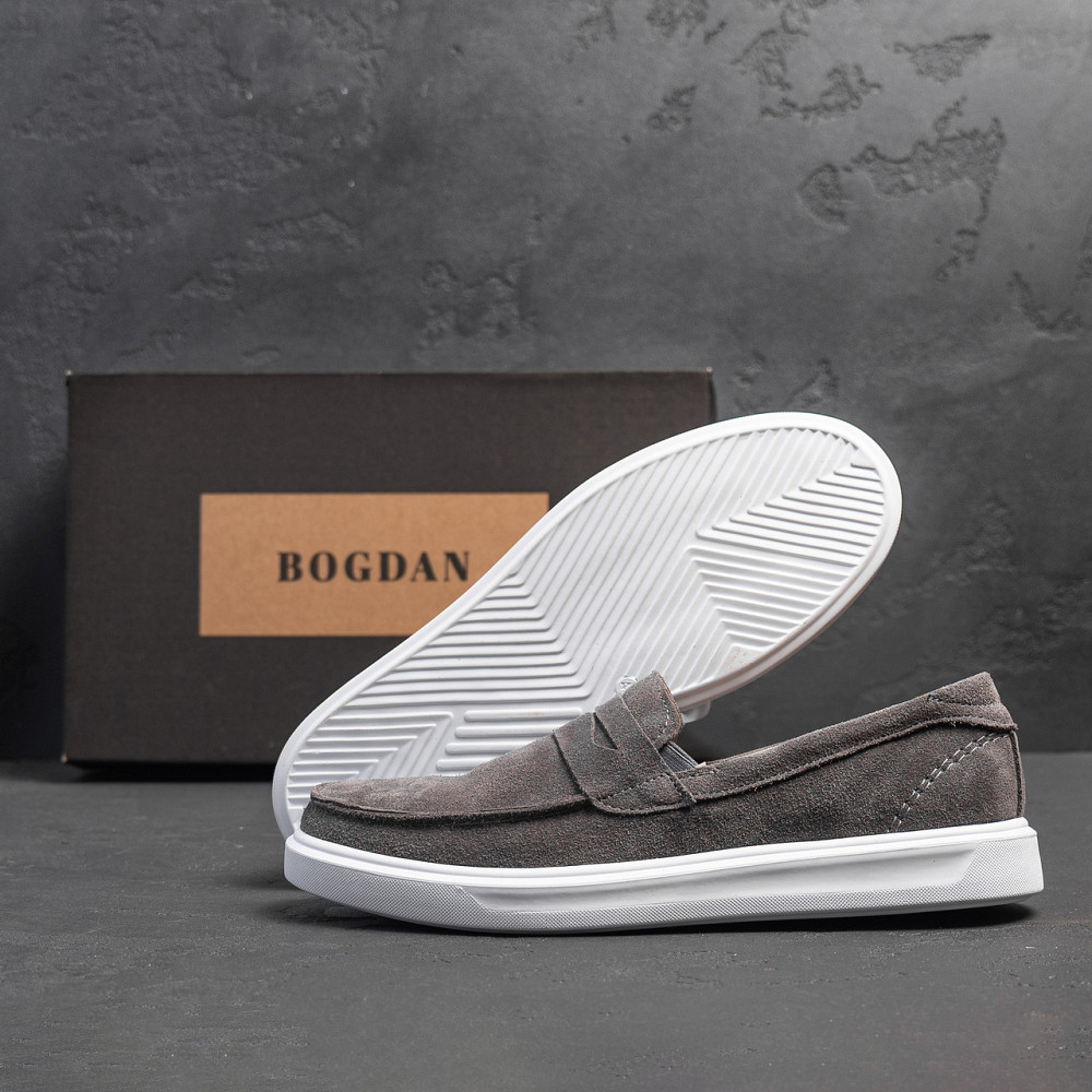 Мужские кожаные лоферы Urban Style Grey Київ - зображення 6