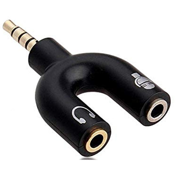 DM Адаптер 3.5mm 2-in-1 U-shaped Black Харків - зображення 1