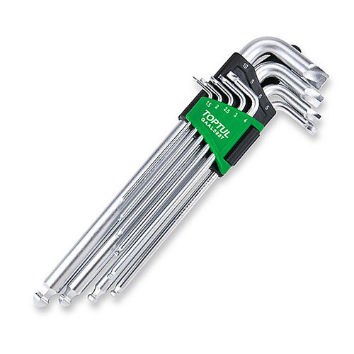 Набор шестигранников 1,5-10мм TOPTUL 9ед. супердлинных с экстрактором и шаром GAAL0927 Харків - зображення 1