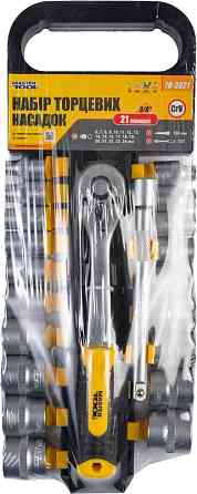 Набор головок торцевых 6-гранных MASTERTOOL ⅜" 6-24 мм с трещоткой 72 зубца удлинитель CrV 21 шт 78- Харків