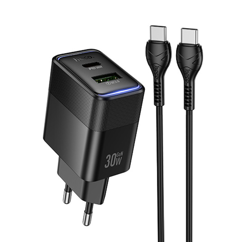 СЗУ Hoco CS112A Lounge PD30W+QC3.0 (1USB-A/1C) + кабель Type-C to Type-C Херсон - изображение 1