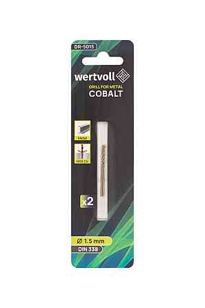 Сверло для металла WERTVOLL HSS 1.5х40 мм COBALT DIN 338 набор 2 шт DR-5015 Харків