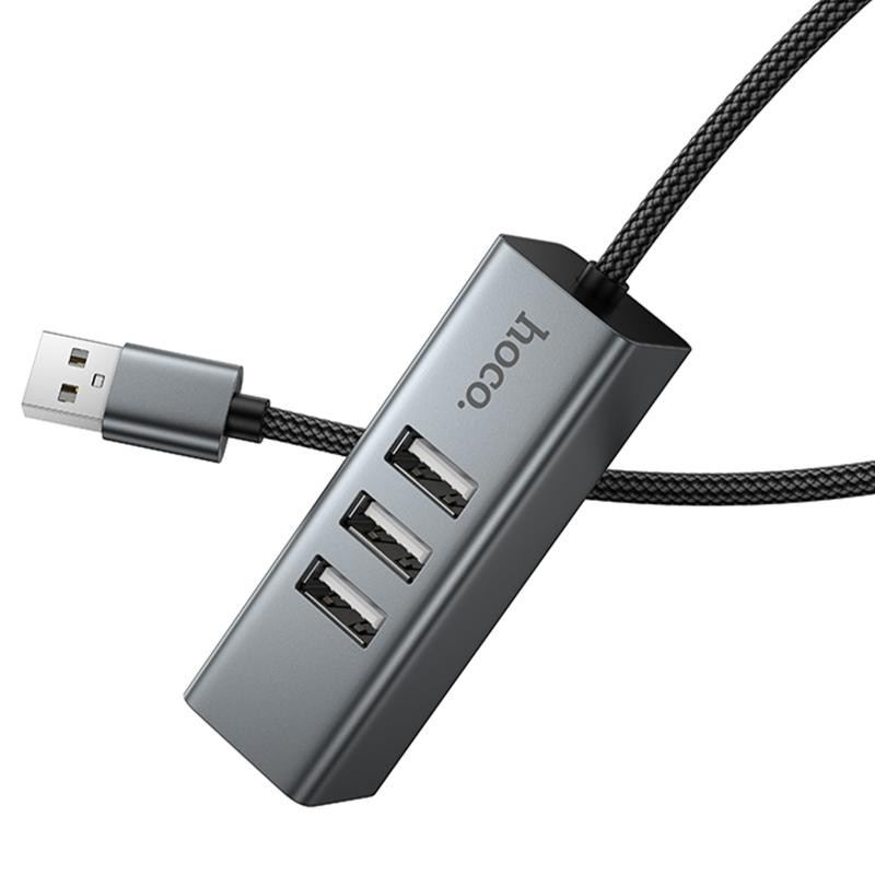 Переходник HUB Hoco HB1D USB to USB2.0*3+RJ45 Херсон - зображення 5