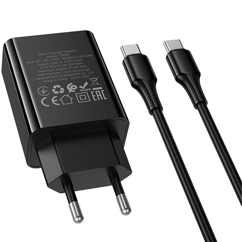 СЗУ Hoco CS93A Leader PD20W (1USB-C) + кабель Type-C to Type-C Херсон - зображення 5