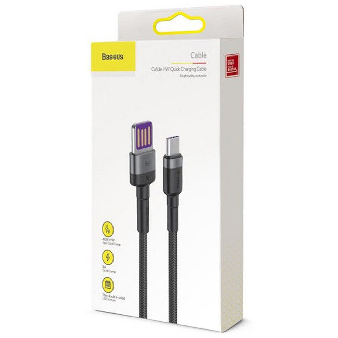 Дата кабель Baseus Cafule QC Double-Sided Blind Interpolation USB to Type-C 40W (1m) (CATKLF-PG) Херсон - изображение 4