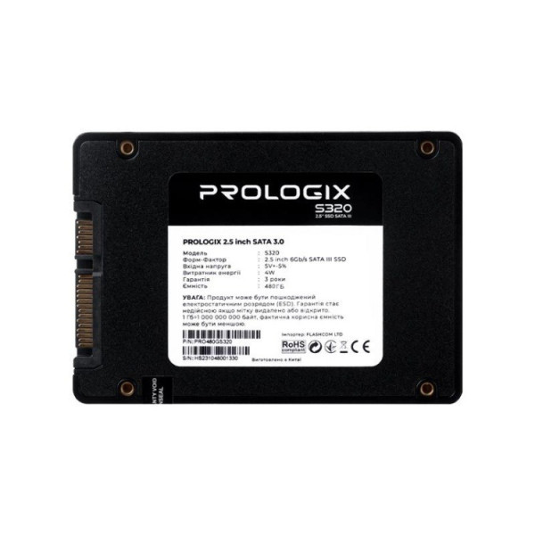 Накопичувач SSD 480GB Prologix S320 2.5" SATAIII 3D TLC (PRO480GS320) (Код товару:43395) Харьков - изображение 2