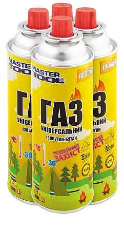 Газ бутан MASTERTOOL "УНИВЕРСАЛЬНЫЙ" 220 г двойная защита RVR TSV 4 шт 14-5050PC Харків