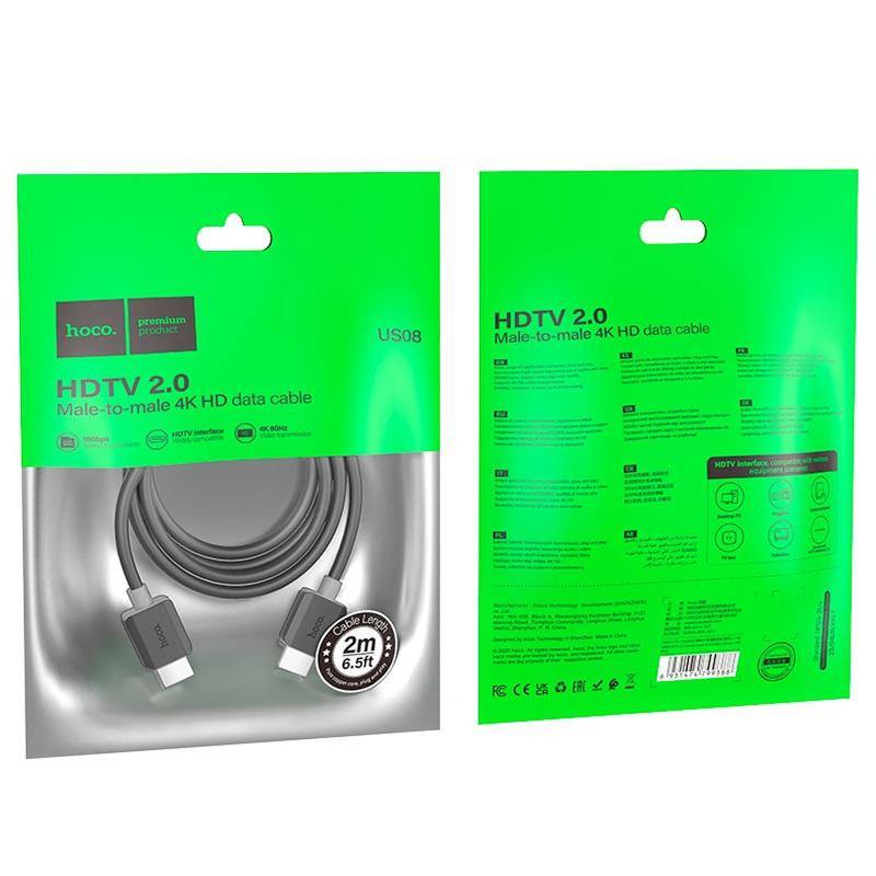 Дата кабель Hoco US08 HDTV 2.0 male to male 4K HD (2m) Херсон - изображение 3