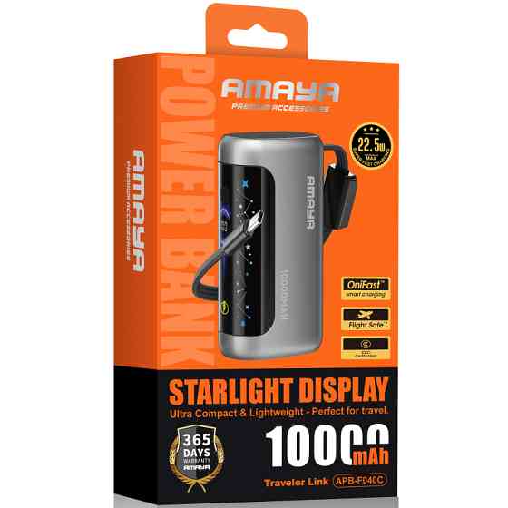Портативное ЗУ Power Bank Amaya F040C PD22.5W with display and cable 10000 mAh Херсон