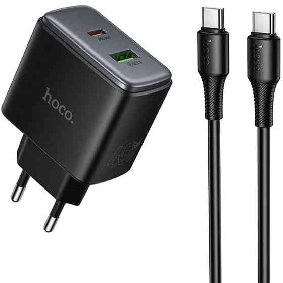 СЗУ Hoco C158A Upgrade PD45W (1USB-A/1C) + кабель Type-C to Type-C Херсон