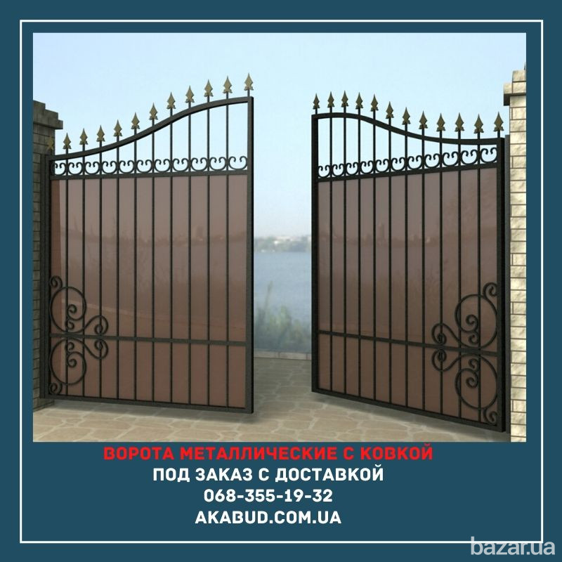 Ворота с ковкой металлические распашные с калиткой Кривий Ріг - зображення 2