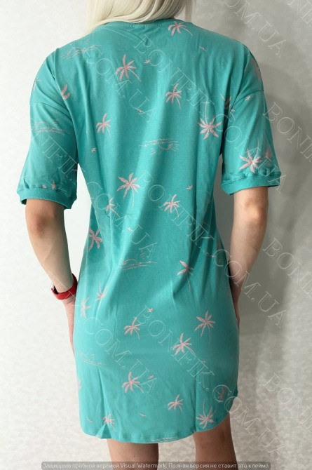 Женское бирюзовое платье с принтом пальм "Breezy Escapes" (12025) (арт. 1780) Кривий Ріг - зображення 3