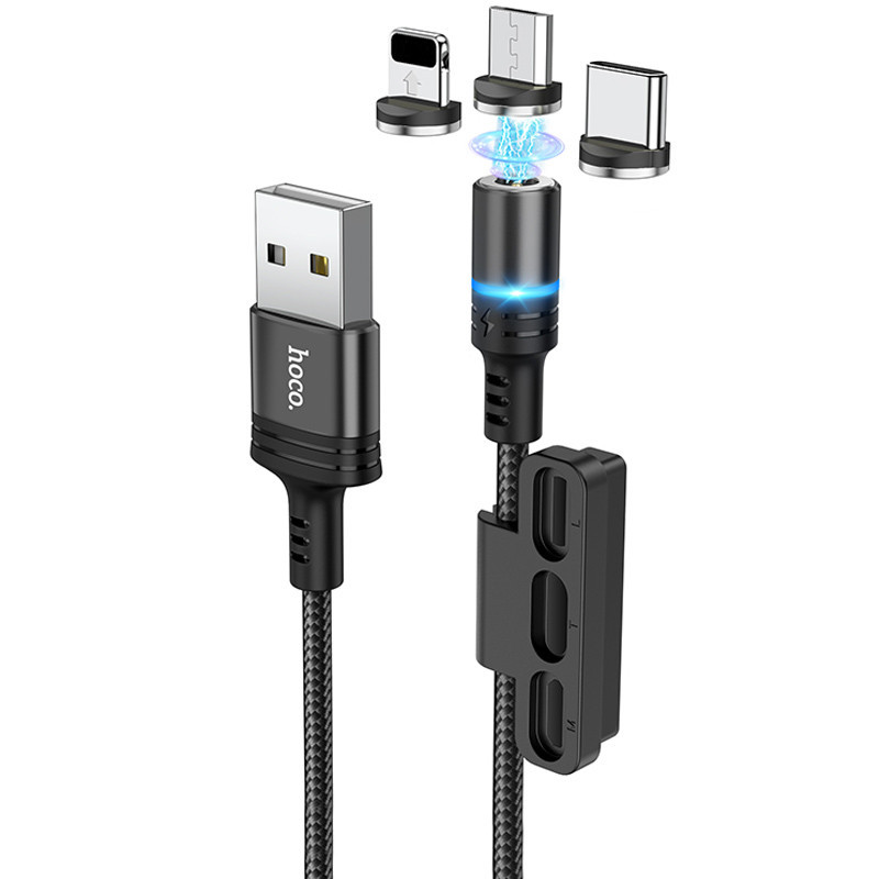 Уценка Дата кабель Hoco DU42 Magnetic 3in1 Lightning-microUSB-Type-C (1m) Херсон - изображение 1
