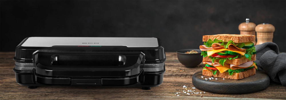 Бутербродница ECG S 2120 Grande 900 Вт черная Київ - зображення 3