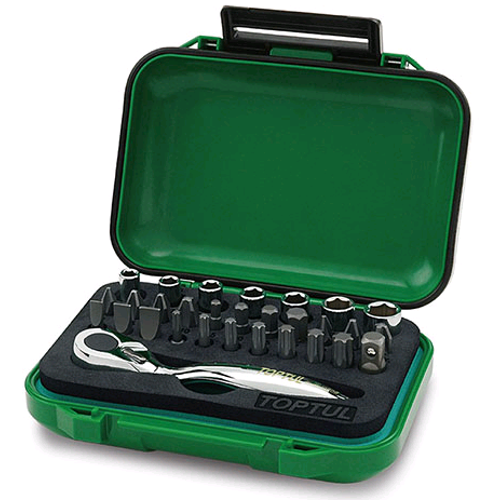 Набор торцевых головок и бит с трещоткой TOPTUL 1/4" 30ед. GABW3001 Харків - зображення 1